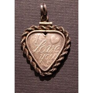 Vintage Fine Silver "I Love You Heart" Pendant  IFY Plata Pura .999   (K)